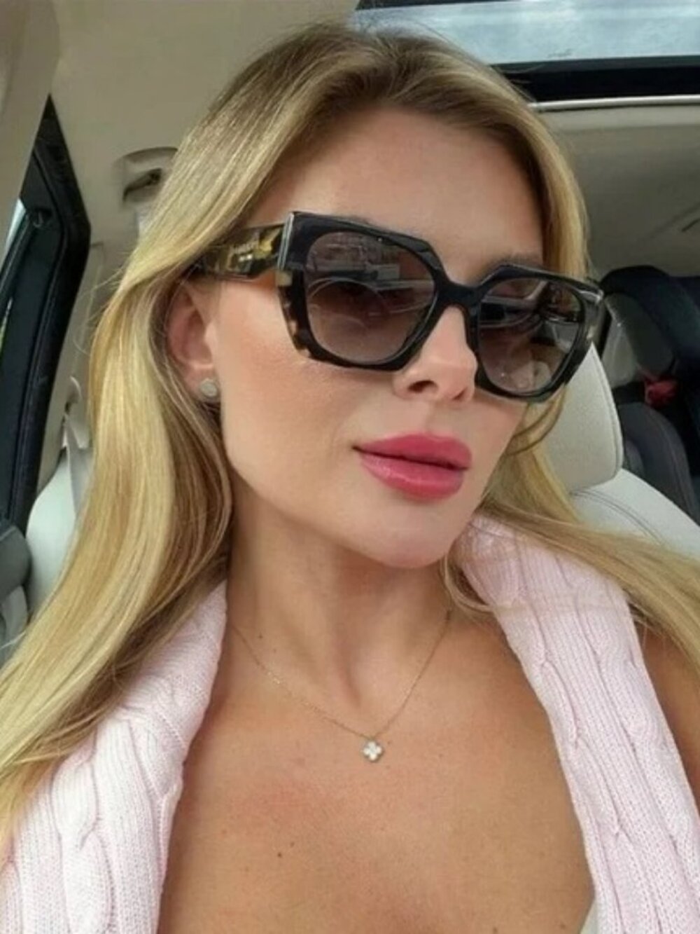 PRADA PR15WS 3890A7 BLACK TORTOISE GREY GRADIENT SQUARE SUNGLASSES